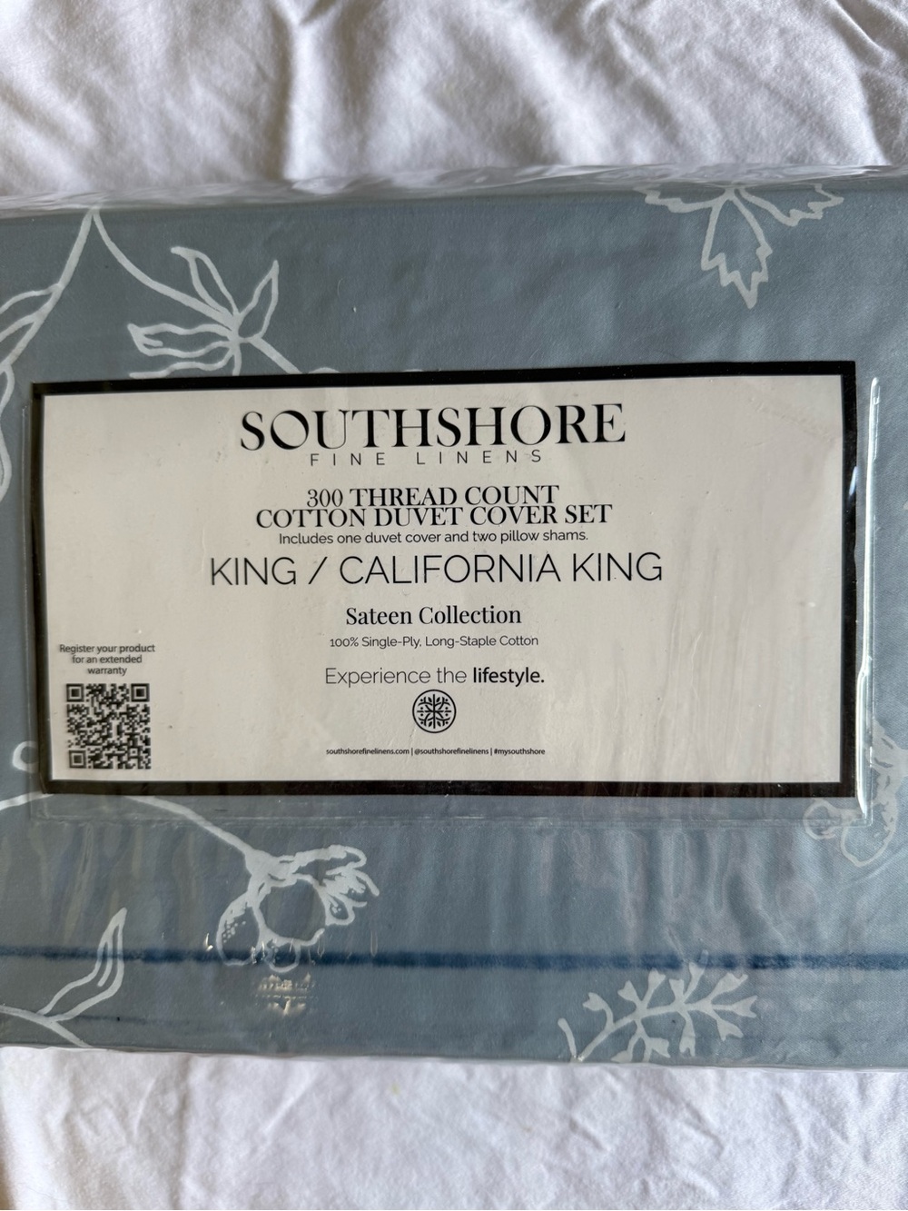 NWT Southshore Fine Linens 300TC Cotton Duvet Cover Set —King/Cal King